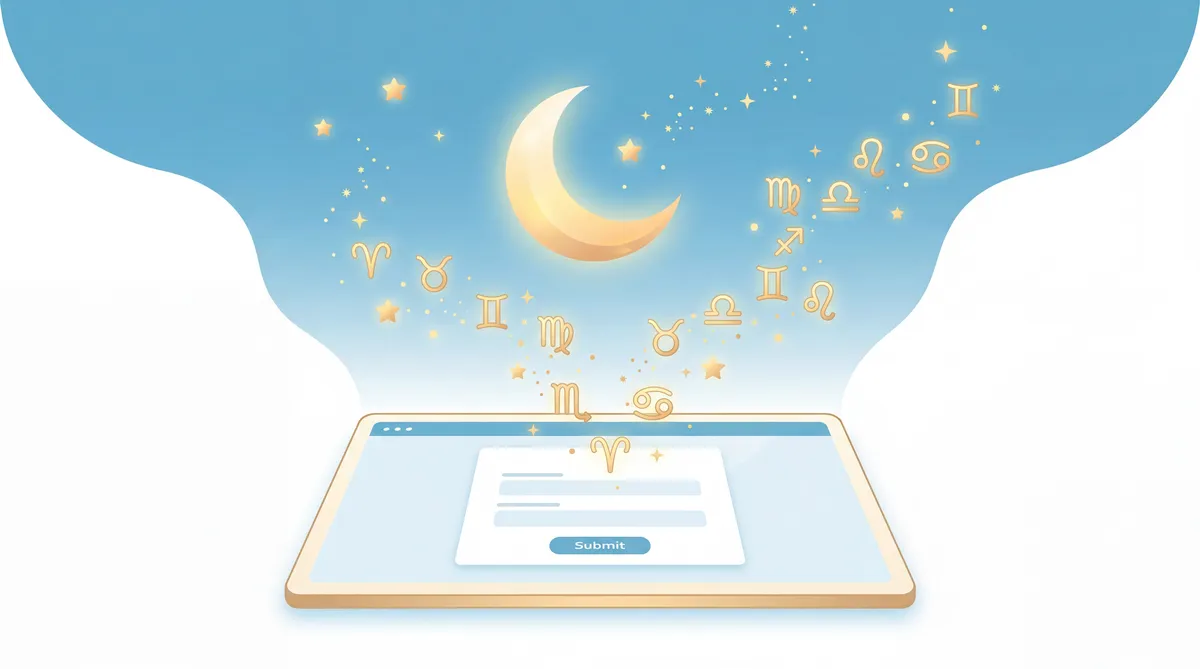 タブレットから星座が飛び出すイラスト